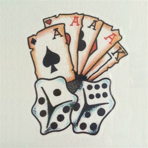 The possibilities of tattoo designs using a pair of dice are endless which adds to the appeal of this design element. Aces and Dice Playing Cards Temporary Tattoo Body Art | eBay
