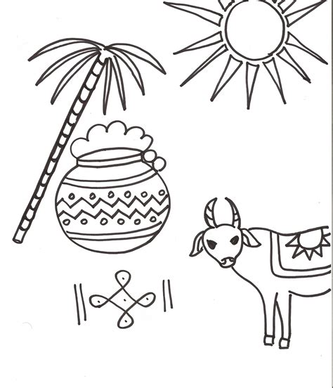 Free coloring pages of for pongal festival | Free coloring pages, Free