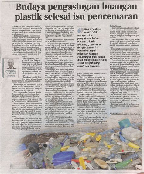 Budaya Pengasingan Buangan Plastik Selesai Isu Pencemaran Ogos