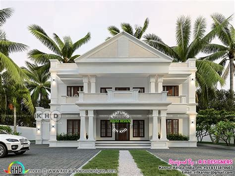 Colonial Touch Home Front Design Kerala Home Design And Floor Plans