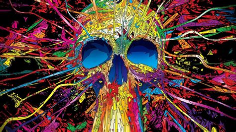 Multicolored Skull Illustratio Skull Artwork Abstract Matei