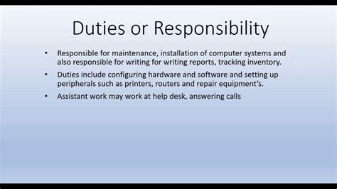 it assistant duties and responsibilities youtube