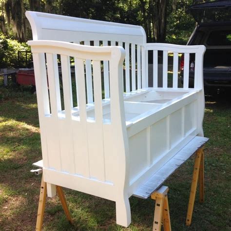 This will allow him to still get in and out of bed, but prevent him from. You have to see Repurposed Baby Crib into Storage Bench by ...
