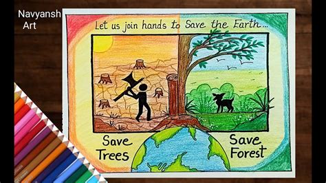Save Forest Poster Drawingworld Forest Day Drawingsave Wildlife And