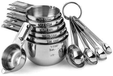 Stainless Steel 11-Piece Measuring Cups & Spoons Set Kitchen Cooking ...