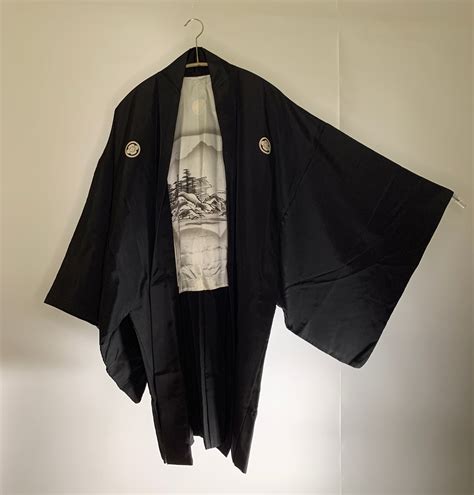 Vintage Black Silk Haori Kimono Mitsume Bookshop