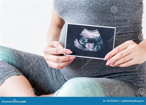 Pregnant Woman With Ultrasound Scan Stock Image Image Of Expectant