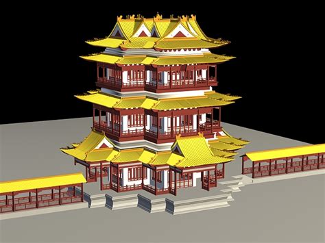 Ancient Chinese Temple 3d Model 3ds Max Files Free Download Modeling