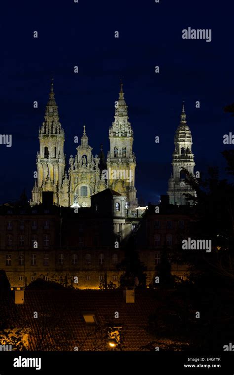 Cathedral Of Saint James In Santiago De Compostela At Night Great