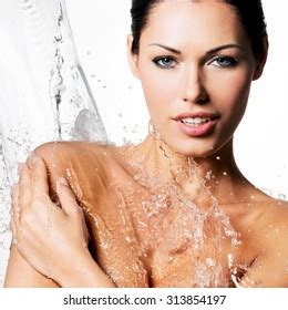Beautiful Naked Woman Wet Body Splashes Stock Photo Shutterstock