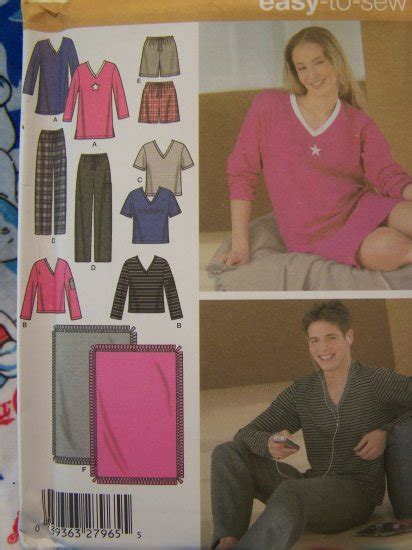 Easy Unisex Xs S M Pajama Lounge Wear Sewing Pattern Pants Shorts