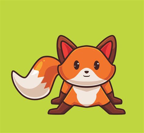Cute Red Fox Cartoon Animal Autumn Season Concept Isolated