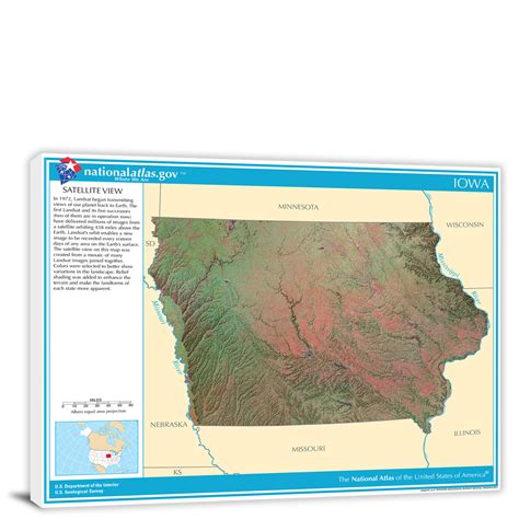 Iowa National Atlas Satellite View 2022 Canvas Wrap