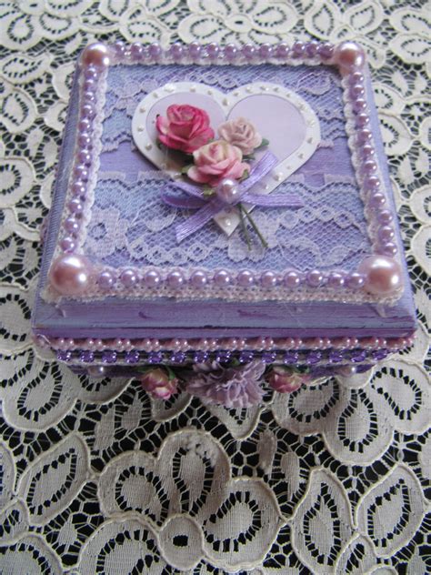 Altered Wooden Box Purple Altered Boxes Crafts Decorative Boxes