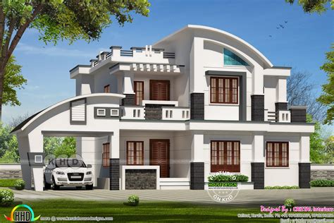 2900 Square Feet 4 Bhk Contemporary Style Curved Roof Mix Home Home