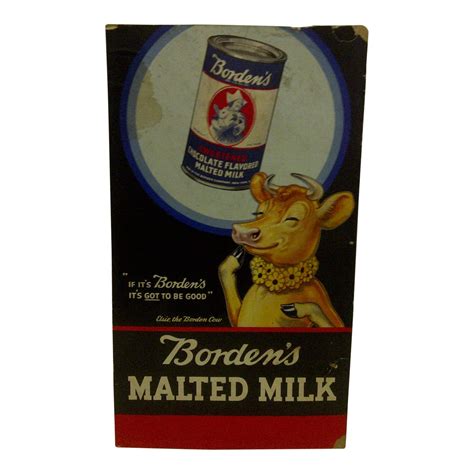 Vintage Bordens Malted Milk Advertising Poster Elsie The Borden Cow