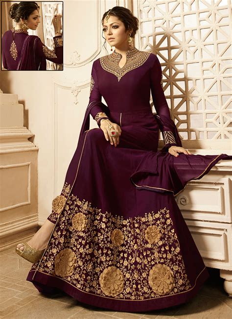 Buy Drashti Dhami Dark Purple Anarkali Suit Party Wear Online At Best Price Cbazaar