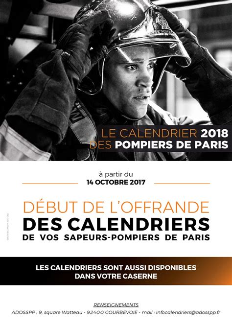 calendrier pompiers de paris 2024