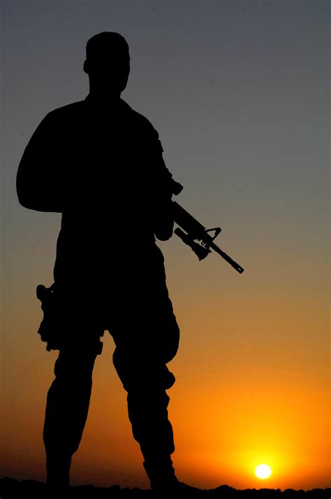 Free Public Domain Image Soldier Standing Guard With Weapon