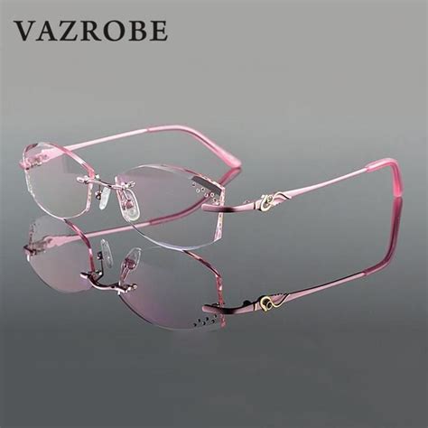 Vazrobe Rimless Glasses Frame Women Rhinestone Elegant Ladies Eyeglass — Keeboshop Eyeglasses