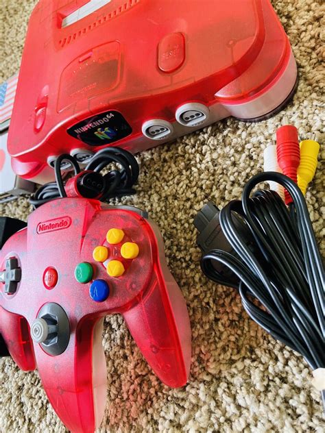 Authentic Clear Red Watermelon Nintendo 64 N64 Console Oem Games