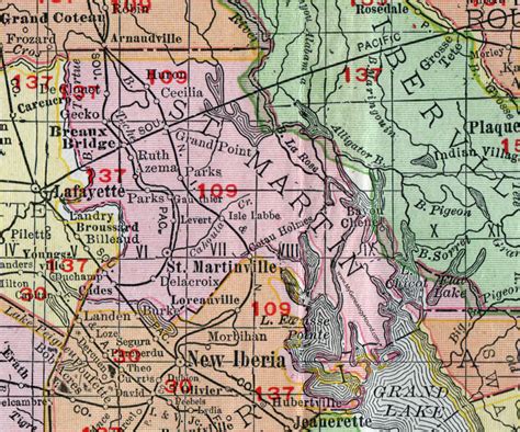 St Martin Parish Louisiana 1911 Map Rand Mcnally St Martinville