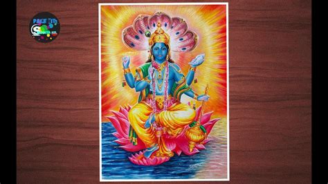 Lord Vishnu Drawing Step How To Draw Lord Vishnu Youtube