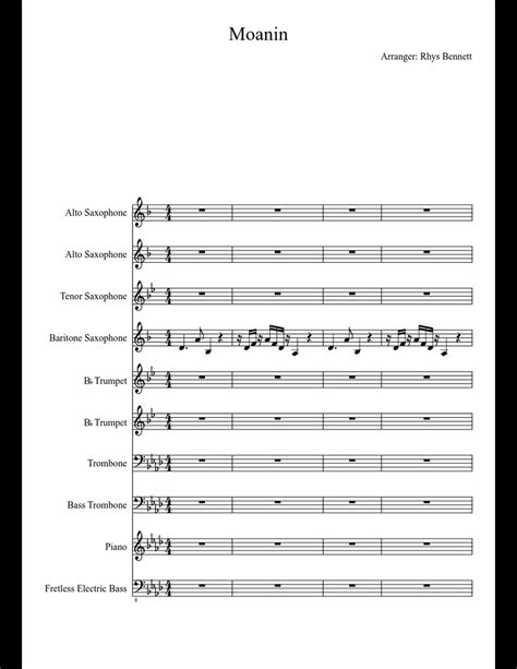 Moanin Sheet Music For Piano Alto Saxophone Tenor Saxophone Baritone Saxophone Download Free