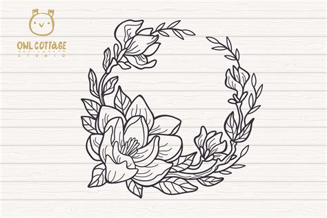 Magnolia Wreath SVG, Flower Monogram cut file, Wedding ...