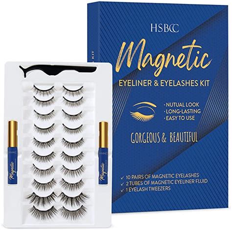hsbcc updated 10 pairs 3d 6d magnetic eyelashes kit double magnetic eyeliner and magnetic