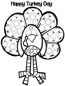 Thanksgiving Turkey Dot Paint Page and Color Sheet by JannySue | TpT