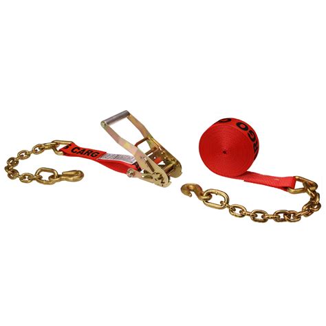 2 X 30 Red Ratchet Strap W Chain Leads 10000 Lb Bs