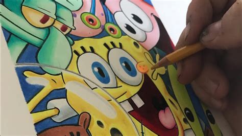Drawing Spongebob And Friends Using Prismacolor Colored Pencils