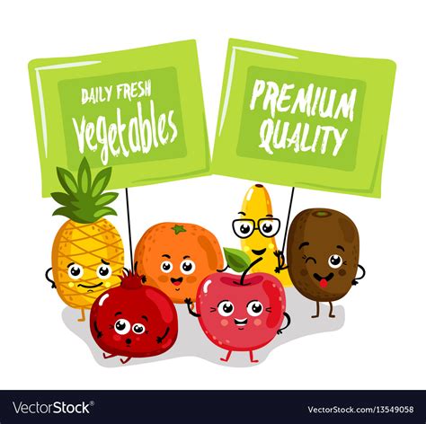 Funny Fruit Isolated Cartoon Characters Royalty Free Vector