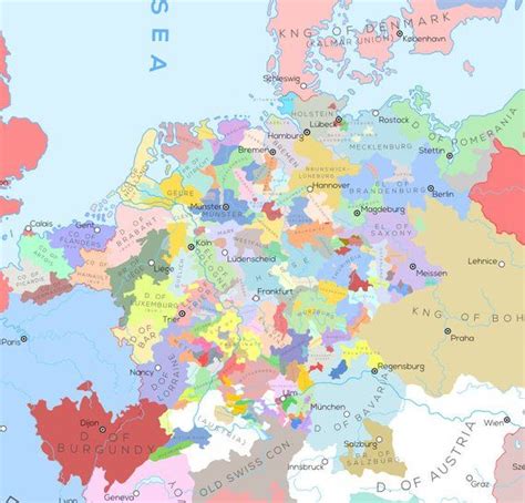 Map Of Europe In 1444 Etsy Europe Map Map Germany Map