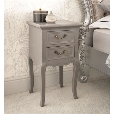 Grey Antique French Style Bedside Table French Bedsides Tables