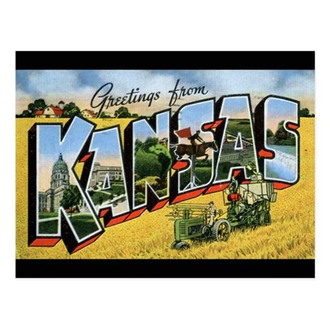 Greetings From Kansas Postcard Kansas Ks Kansas Travel Cards