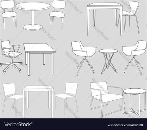 Furniture Tables And Chairs Sketch Royalty Free Vector Image