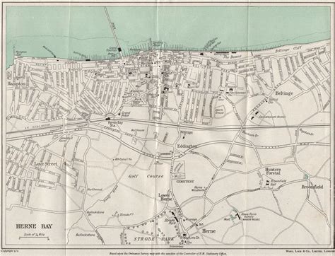 Herne Bay Vintage Towncity Plan Kent Ward Lock 1954 Old Vintage Map