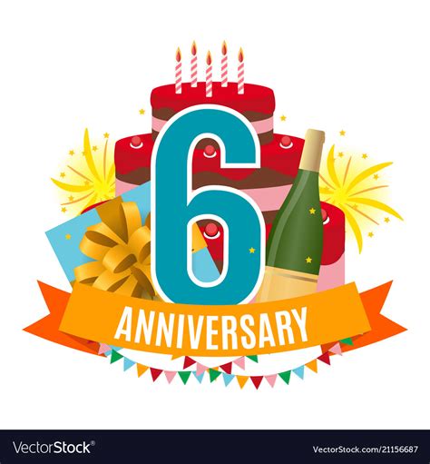 Template 6 Years Anniversary Congratulations Vector Image