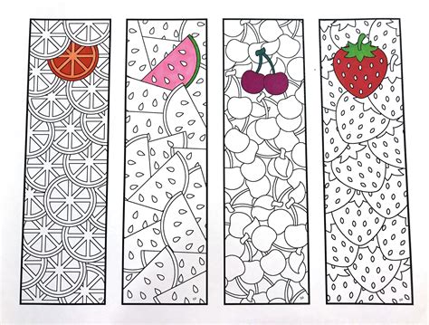 Fruit Bookmarks Pdf Zentangle Coloring Page Coloring Pages