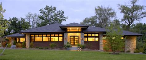 Stucco and brick are typical exterior materials on this style, often paired with. Prairie style home - Contemporary - Exterior - Detroit ...