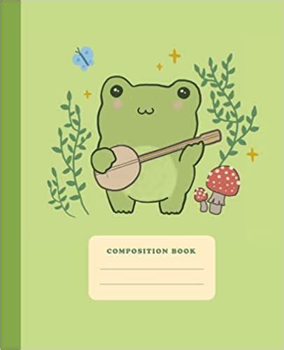 Composition Book Cute Frog With Mushroom Hat College Ruled Notebook Kawaii Cottagecore Aesthetic