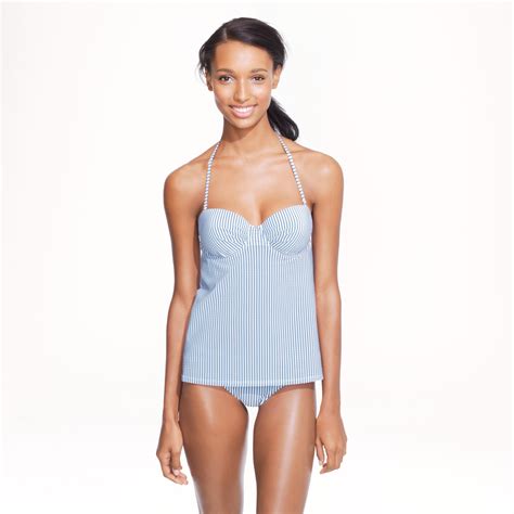 J Crew Seersucker Bikini Bottom In Blue Save 25 Lyst