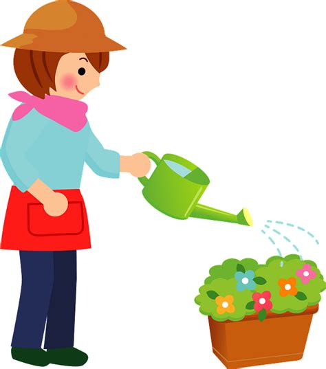 Woman Is Watering Flowers Clipart Free Download Transparent Png
