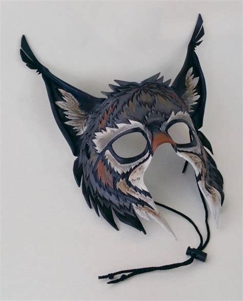 Gray European Lynx Leather Mask Leather Mask Carnival Masks Cat Mask