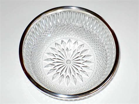 Vintage Cut Glass Bowl With Silver Rim Italy F B Etsy