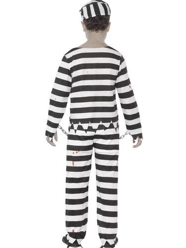 Zombie Convict Kids Fancy Dress Dead Prisoner Boys Girls Child