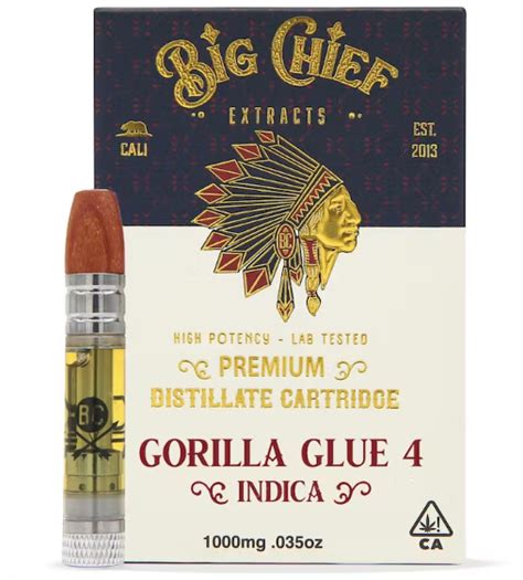 Buy Premium Hybrid Big Chief Thc Cartridge 1g Gorilla Glue 4