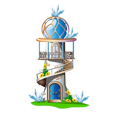 Blue Fairytale Castle Stock Vector Illustration Of Balcony 92255334